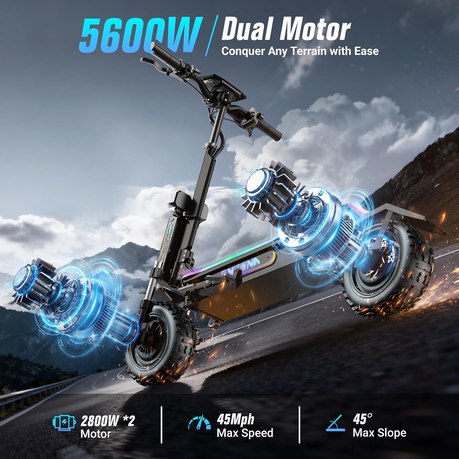 สกู๊ตเตอร์ไฟฟ้า GT7 สำหรับผู้ใ - 60V 5600W Dual Motor Electric Scooter บทวิจารณ์และราคา