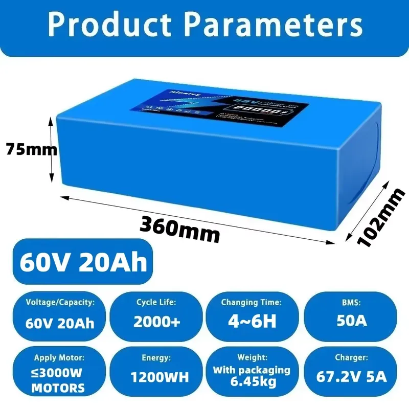   ชุดแบตเตอรี่ลิเธียม 21700 ขน - 60V 30Ah Electric Scooter Battery บทวิจารณ์และราคา